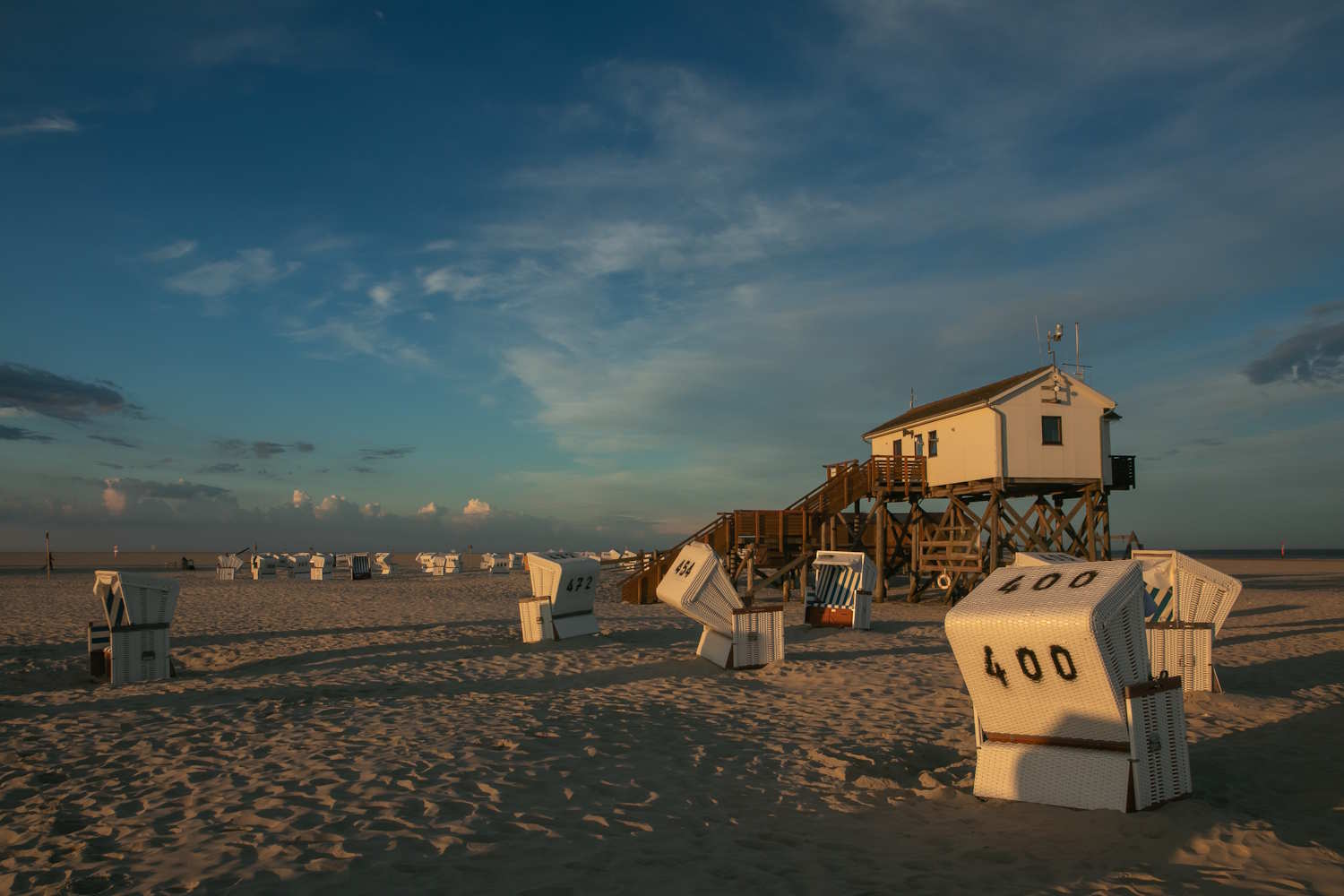 Strandkörbe am Strand von Sankt Peter Ording